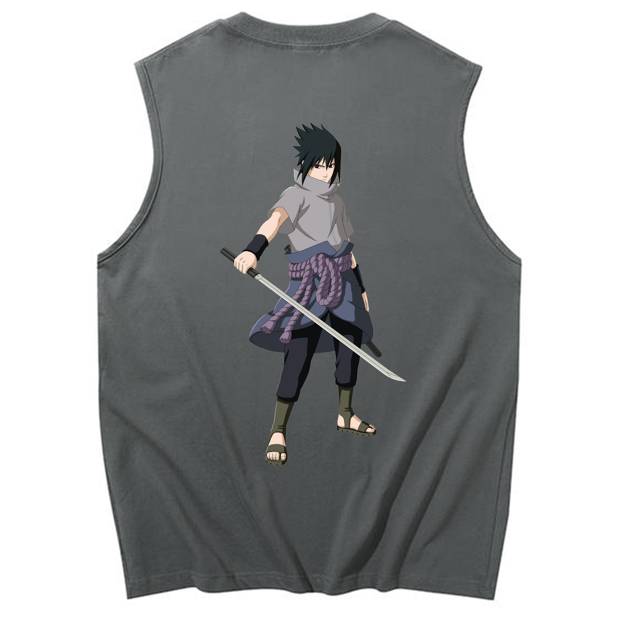 （画像用） NARUTO -ナルト- うちは サスケ Uchiha Sasuke コットン100％タンクトップ（背面プリント）